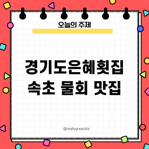 경기도은혜횟집 속초 물회 맛집 소개